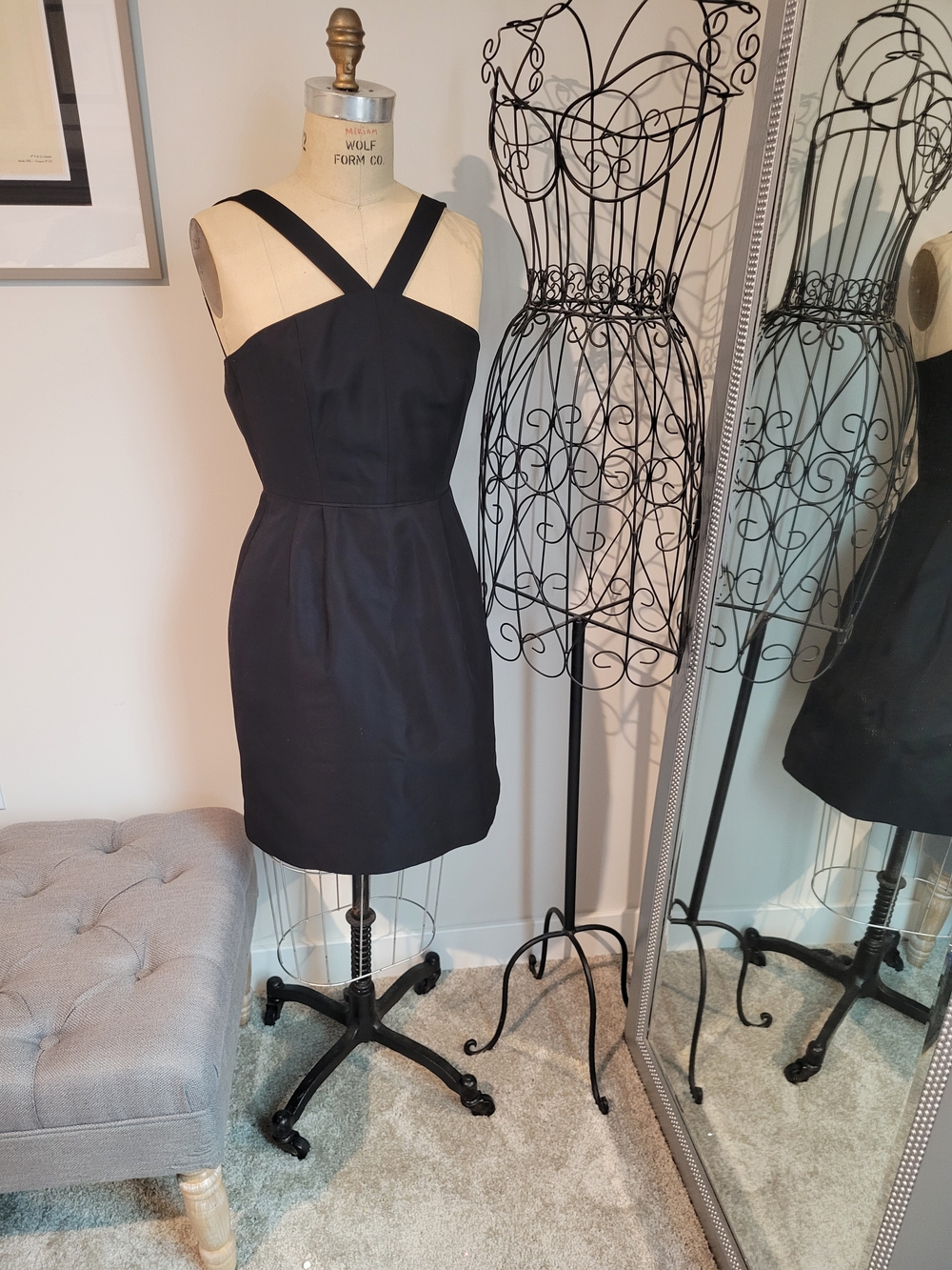 J. Crew Black Cross-Strap Sheath Mini Dress